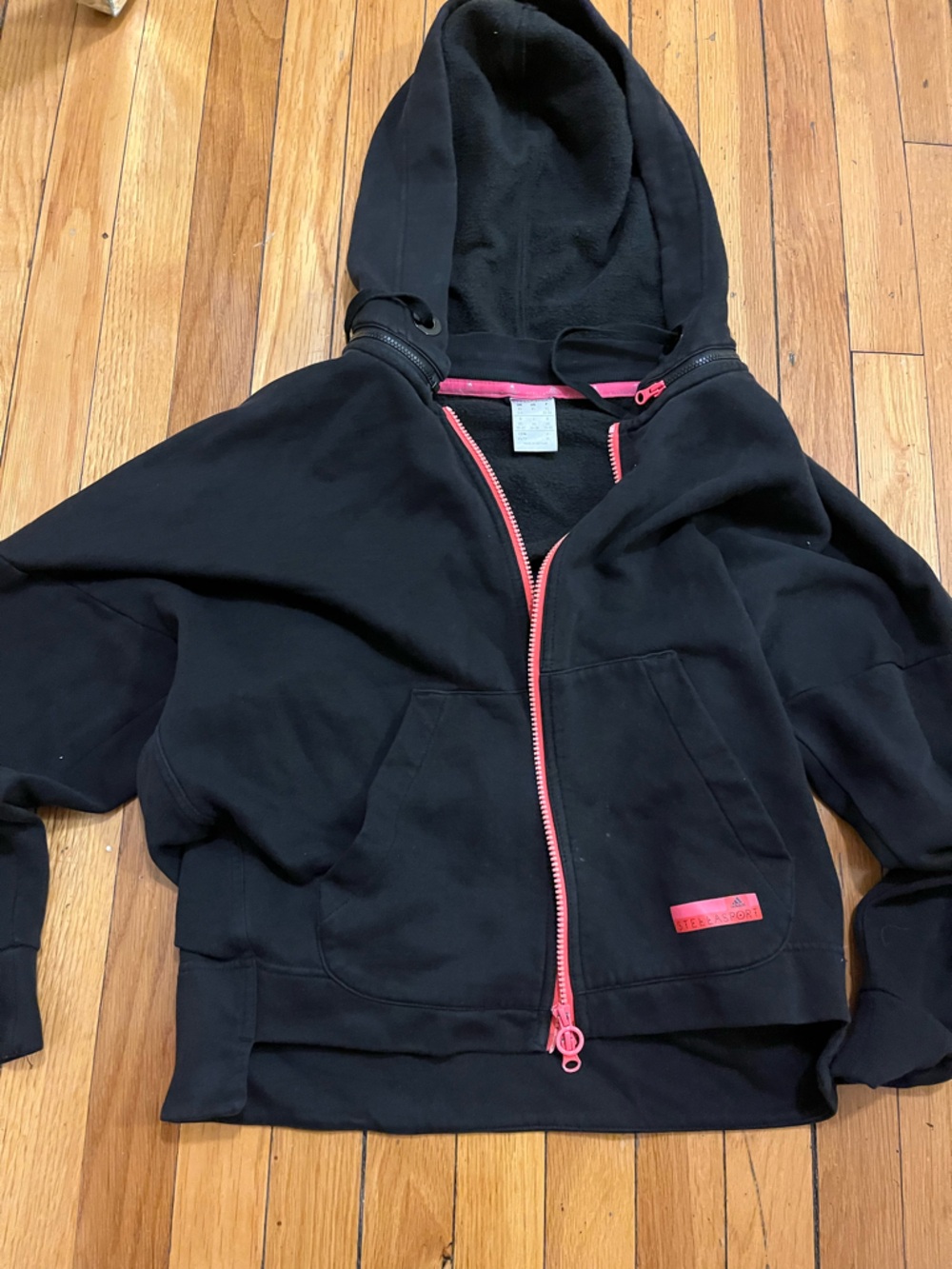 Stella McCartney Black Hoodie with Pink Trim and Zip